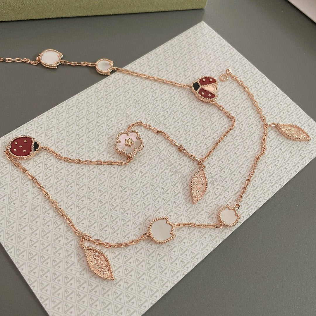 [Garvey ]LUCKY SPRING 15 MOTIFS ROSE GOLD NECKLACE