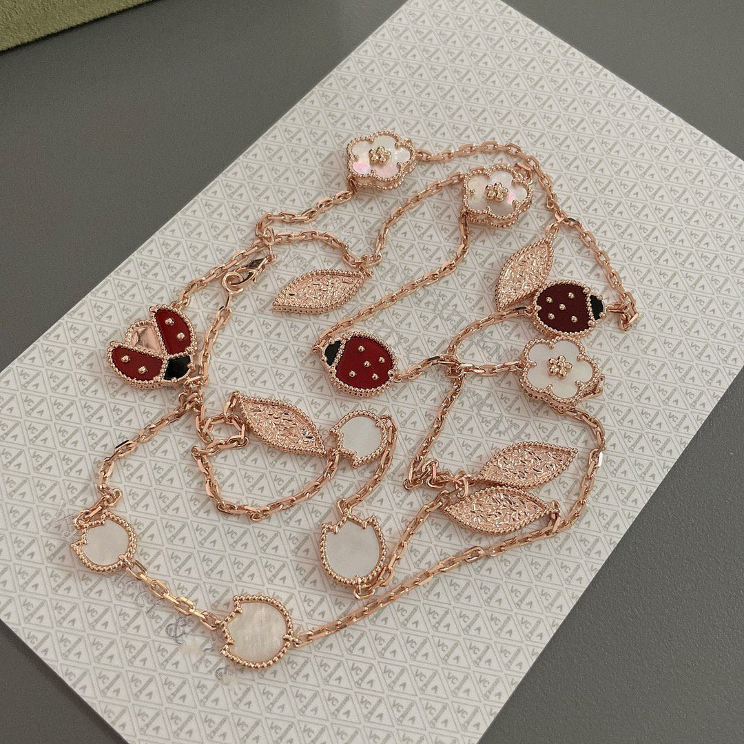 [Garvey ]LUCKY SPRING 15 MOTIFS ROSE GOLD NECKLACE