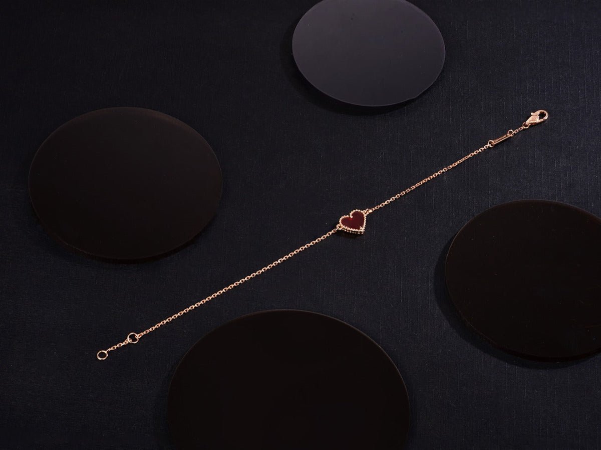 [Garvey ]HEART CARNELIAN PINK GOLD BRACELET