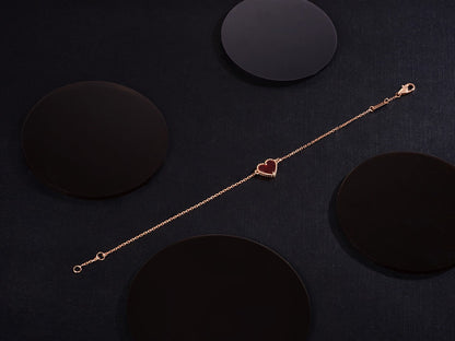 [Garvey ]HEART CARNELIAN PINK GOLD BRACELET
