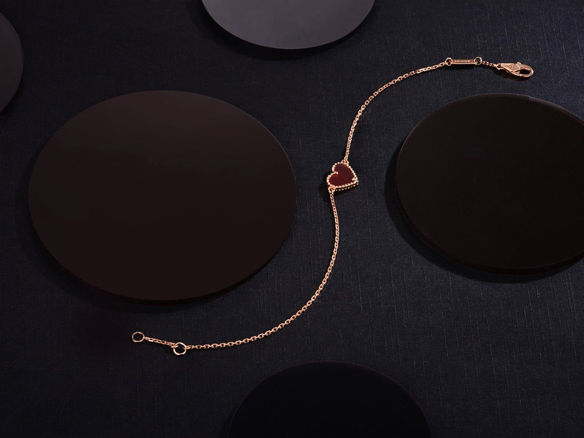 [Garvey ]HEART CARNELIAN PINK GOLD BRACELET