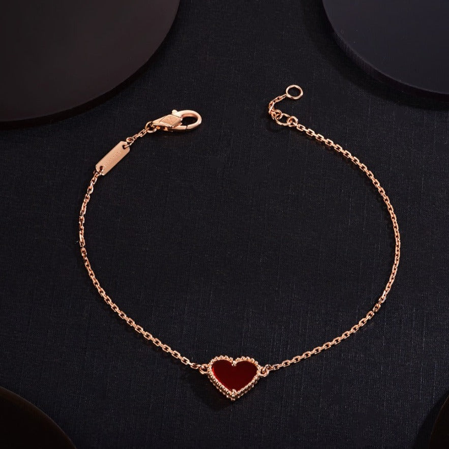 [Garvey ]HEART CARNELIAN PINK GOLD BRACELET