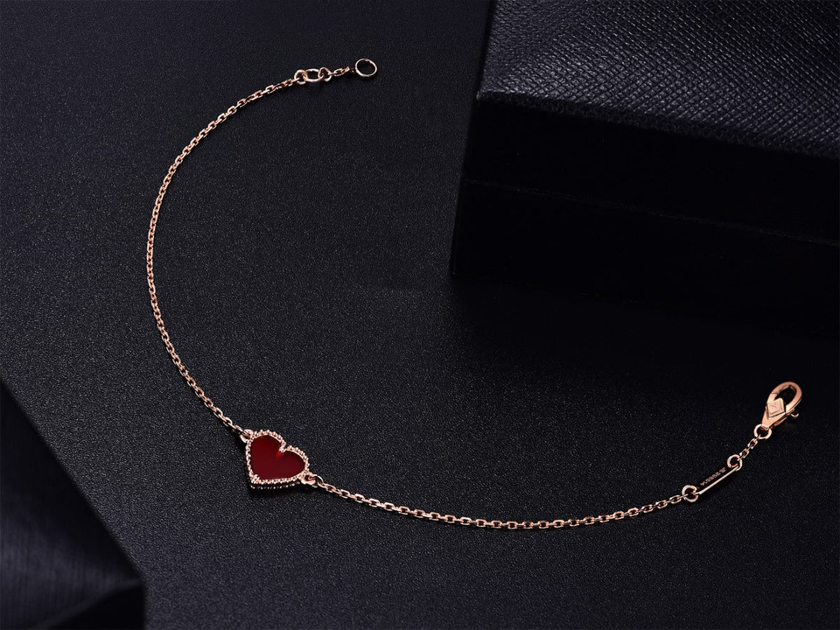 [Garvey ]HEART CARNELIAN PINK GOLD BRACELET