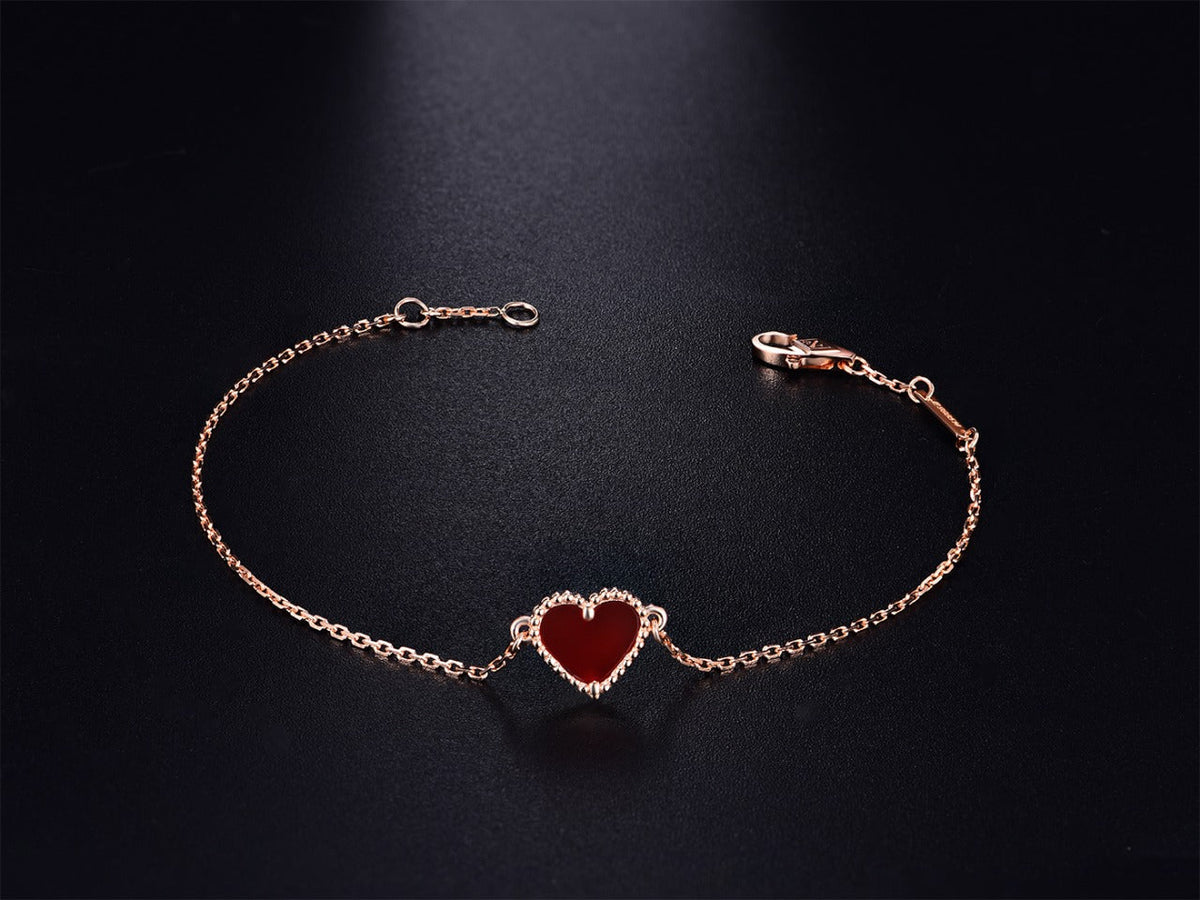 [Garvey ]HEART CARNELIAN PINK GOLD BRACELET