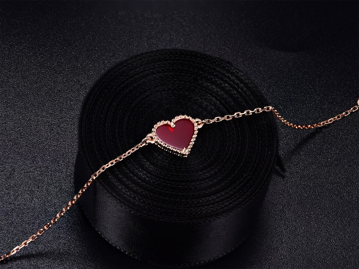 [Garvey ]HEART CARNELIAN PINK GOLD BRACELET