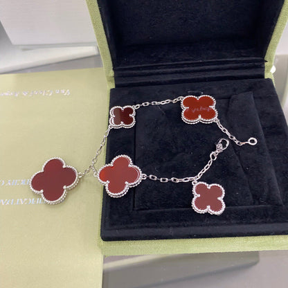 [Garvey ]CLOVER 5 MOTIFS SIVLER CARNELIAN BRACELET