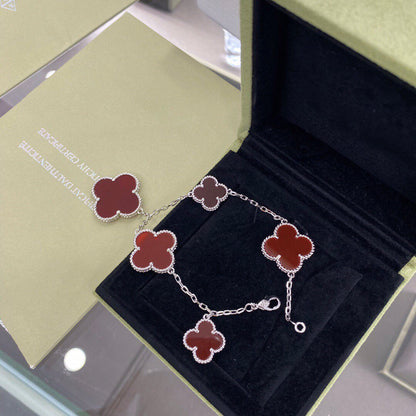 [Garvey ]CLOVER 5 MOTIFS SIVLER CARNELIAN BRACELET