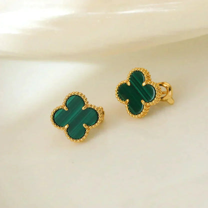 [Garvey ]CLOVER MEDIUM 1 MOTIFS MALACHITE  EARRINGS
