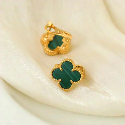 [Garvey ]CLOVER MEDIUM 1 MOTIFS MALACHITE  EARRINGS