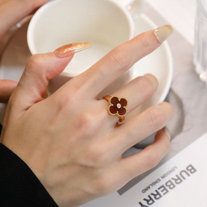 [Garvey ]CLOVER CARNELIAN RING ROSE GOLD DIAMOND