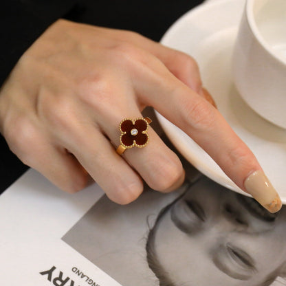 [Garvey ]CLOVER CARNELIAN RING ROSE GOLD DIAMOND