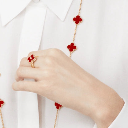[Garvey ]CLOVER CARNELIAN RING ROSE GOLD DIAMOND