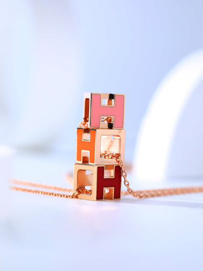[Garvey ]H CAGE PINK GOLD NECKLACE