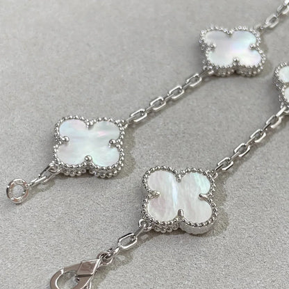 [Garvey]LUCKY CLOVER 5-MOTIF BRACELET - WHITE MOTHER-OF-PEARL COLLECTION