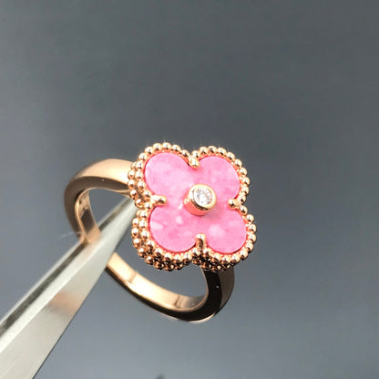 [Garvey ]CLOVER RHODONITE ROSE GOLD RING