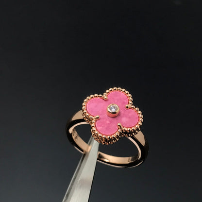 [Garvey ]CLOVER RHODONITE ROSE GOLD RING