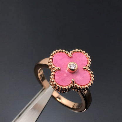 [Garvey ]CLOVER RHODONITE ROSE GOLD RING
