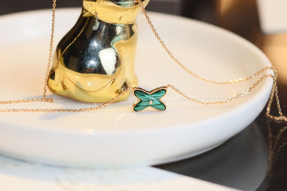 [Garvey]JEUX MALACHITE 1 DIAMOND ROSE GOLD NECKLACE
