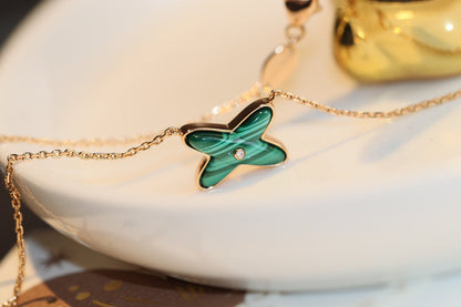 [Garvey]JEUX MALACHITE 1 DIAMOND ROSE GOLD NECKLACE