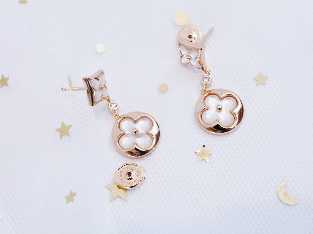 [Garvey ]STAR AND SUN PINK GOLD MOP DROP EARRINGS