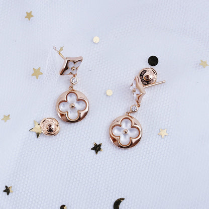 [Garvey ]STAR AND SUN PINK GOLD MOP DROP EARRINGS
