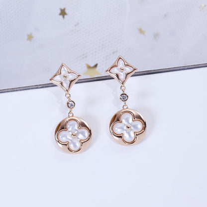 [Garvey ]STAR AND SUN PINK GOLD MOP DROP EARRINGS