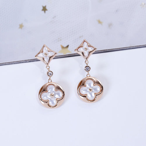 [Garvey ]STAR AND SUN PINK GOLD MOP DROP EARRINGS