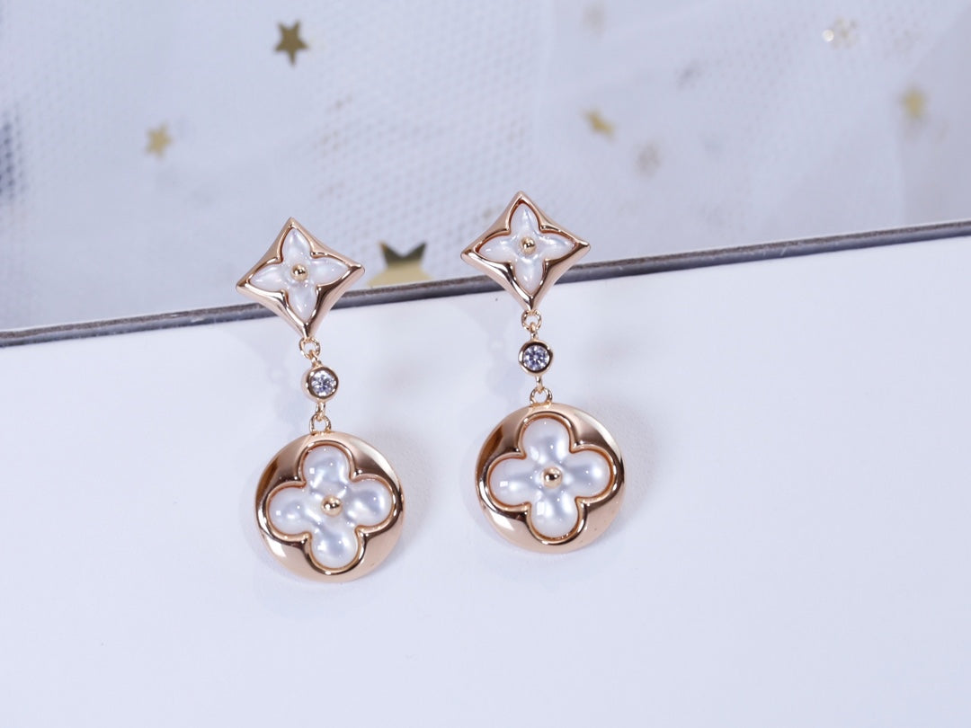 [Garvey ]STAR AND SUN PINK GOLD MOP DROP EARRINGS
