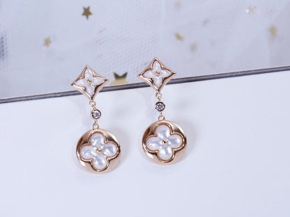 [Garvey ]STAR AND SUN PINK GOLD MOP DROP EARRINGS
