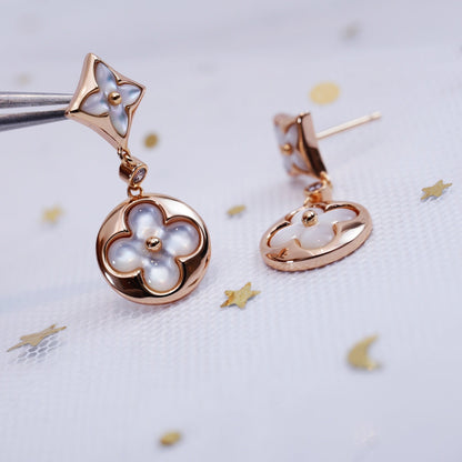 [Garvey]STAR AND SUN ROSE GOLD MOP DROP EARRINGS