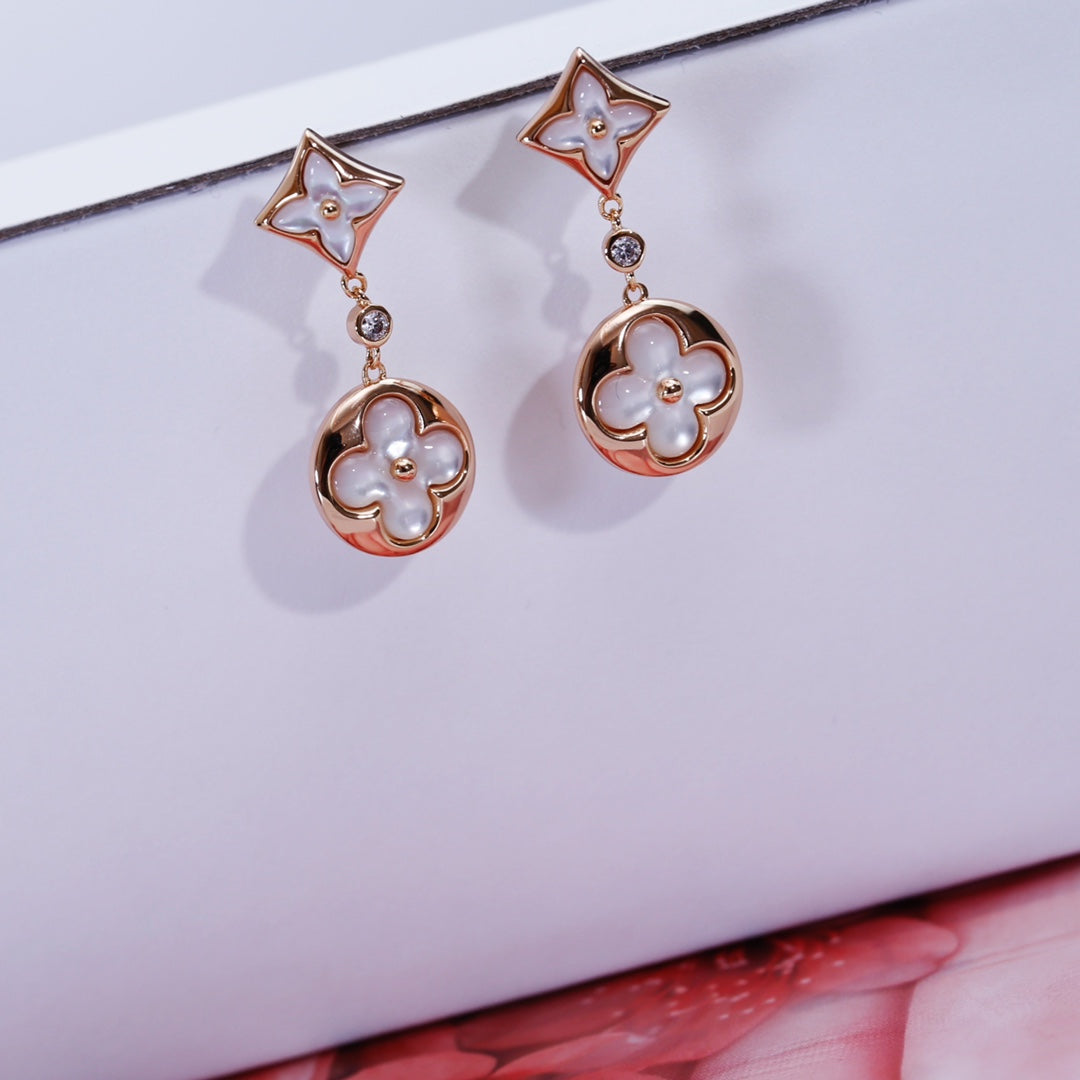 [Garvey ]STAR AND SUN PINK GOLD MOP DROP EARRINGS