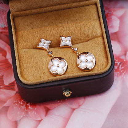 [Garvey ]STAR AND SUN PINK GOLD MOP DROP EARRINGS