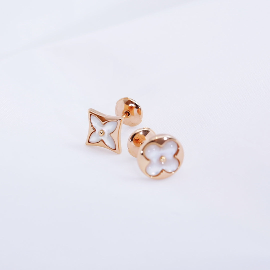[Garvey ]STAR AND SUN PINK GOLD MOP STUD EARRINGS