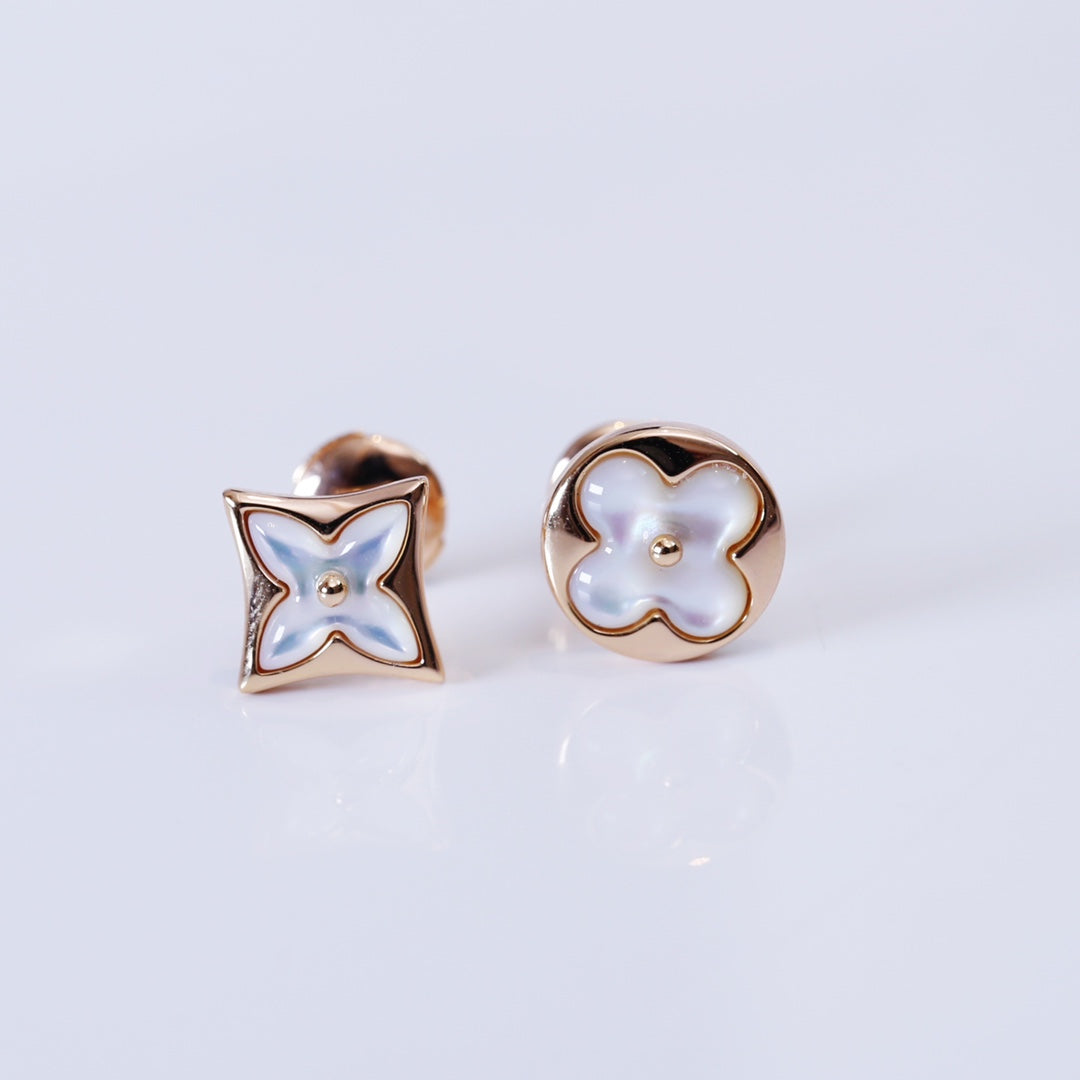 [Garvey ]STAR AND SUN PINK GOLD MOP STUD EARRINGS