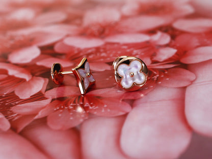 [Garvey ]STAR AND SUN PINK GOLD MOP STUD EARRINGS