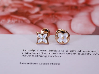 [Garvey ]STAR AND SUN PINK GOLD MOP STUD EARRINGS