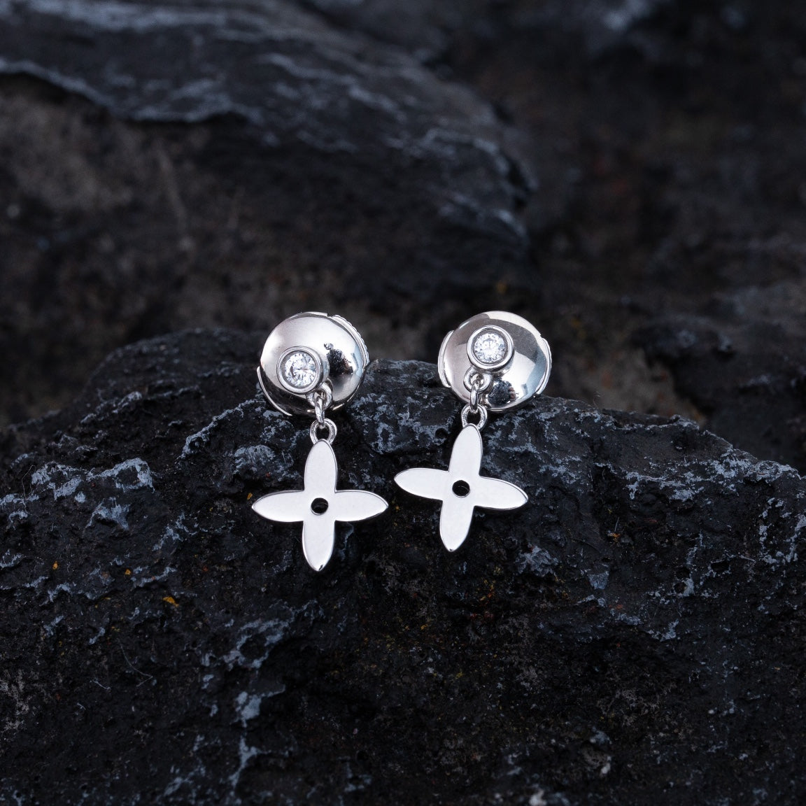 [Garvey ]VIDYLLE SILVER DIAMOND MINI DROP EARRINGS