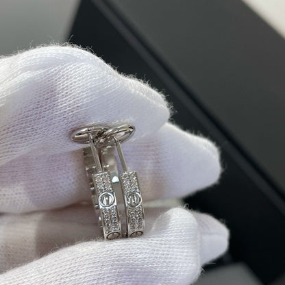 [Garvey ]LOVE DIAMOND SILVER HOOP EARRINGS