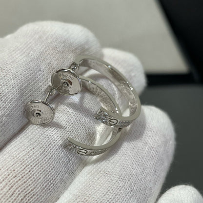 [Garvey ]LOVE DIAMOND SILVER HOOP EARRINGS