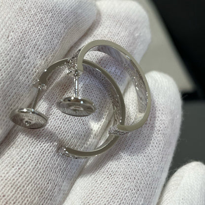 [Garvey ]LOVE DIAMOND SILVER HOOP EARRINGS