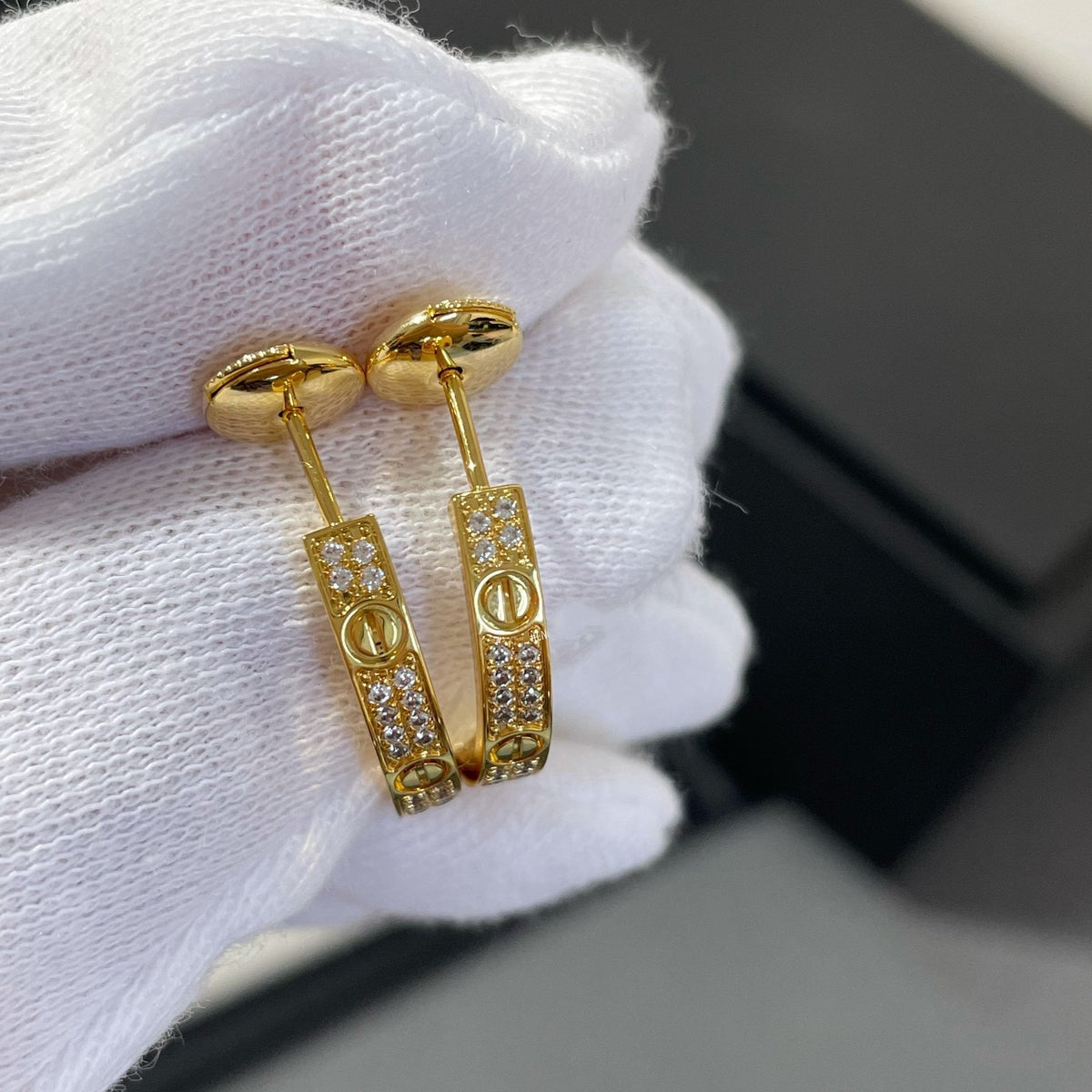 [Garvey ]LOVE DIAMOND GOLD HOOP EARRINGS