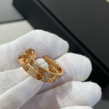 [Garvey ]LOVE DIAMOND PINK GOLD HOOP EARRINGS