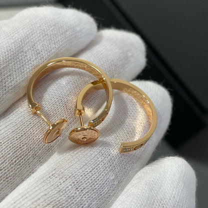 [Garvey ]LOVE DIAMOND PINK GOLD HOOP EARRINGS