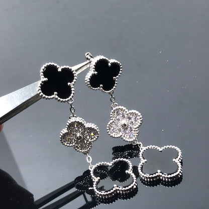 [Garvey ]CLOVER 3 MOTIF DIAMOND ONYX SILVER EARRINGS