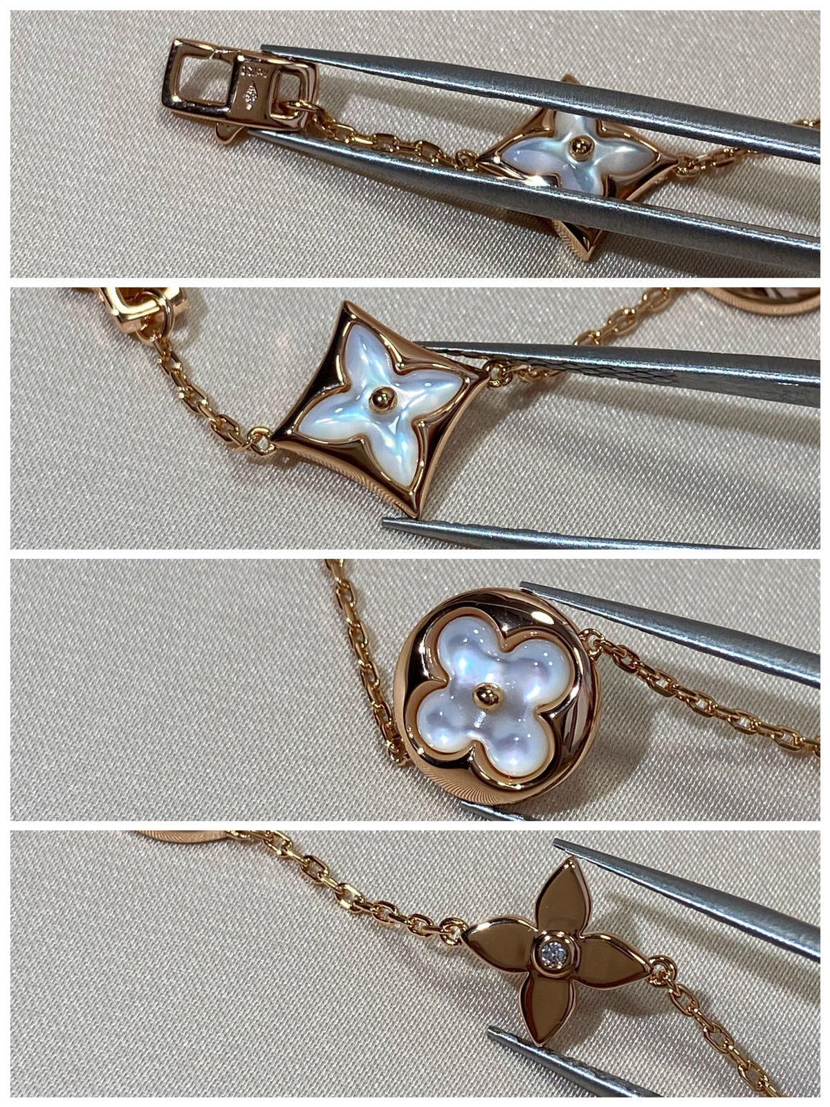 [Garvey ]STAR AND SUN 5 MOTIF MOP PINK GOLD BRACELET
