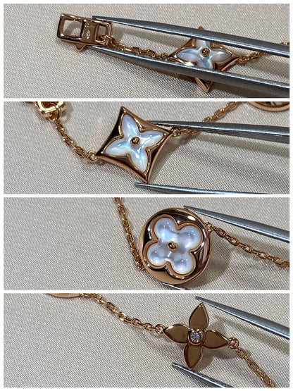 [Garvey ]STAR AND SUN 5 MOTIF MOP PINK GOLD BRACELET