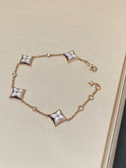 [Garvey ]STAR 4 MOTIF MOP DIAMOND PINK GOLD BRACELET