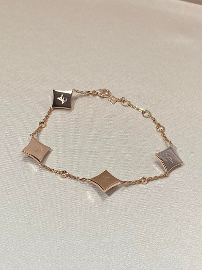 [Garvey ]STAR 4 MOTIF MOP DIAMOND PINK GOLD BRACELET