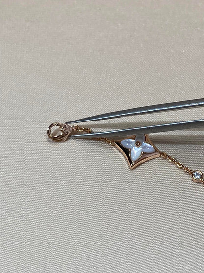 [Garvey ]STAR 4 MOTIF MOP DIAMOND PINK GOLD BRACELET