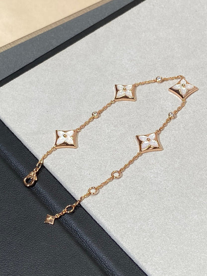 [Garvey ]STAR 4 MOTIF MOP DIAMOND PINK GOLD BRACELET